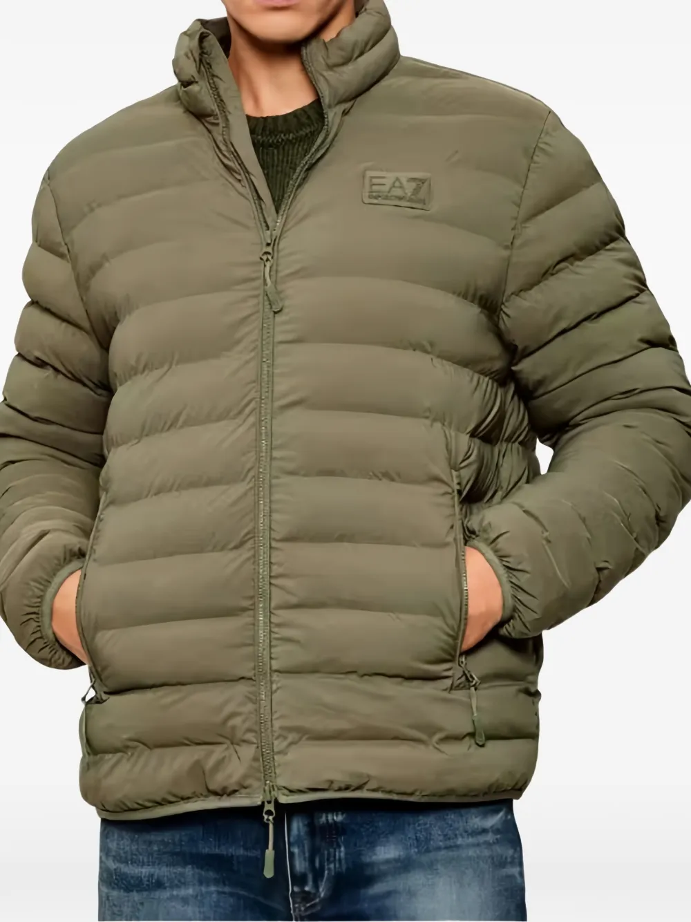 Ea7 Emporio Armani Gewatteerd jack met logopatch Groen