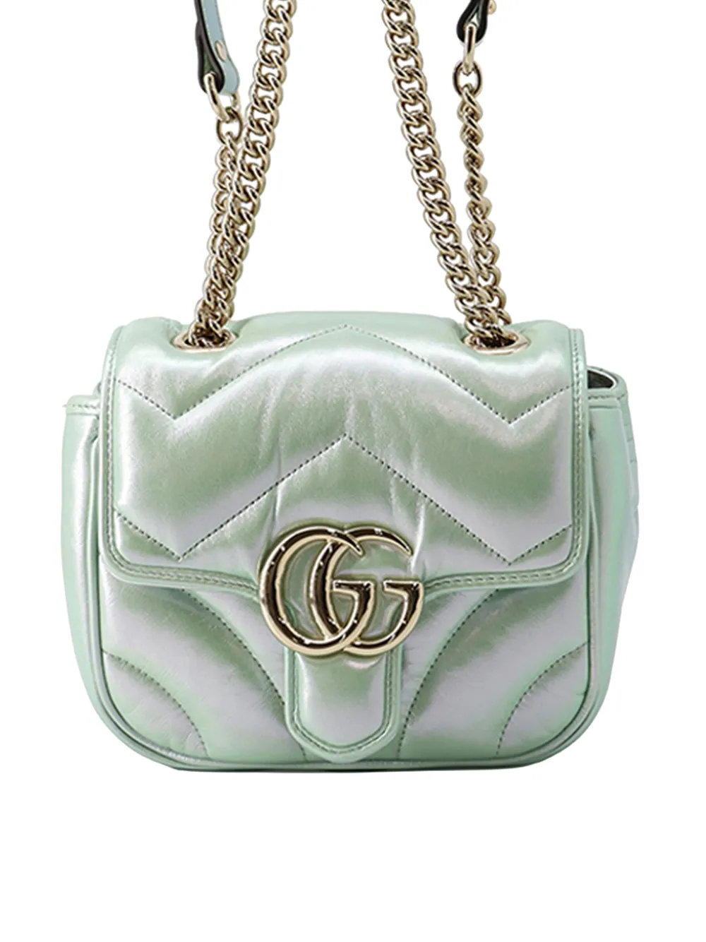Gucci Pre-Owned Borsa a tracolla Super Mini GG Marmont in pelle matelassè con battente 2016-2026 - Verde