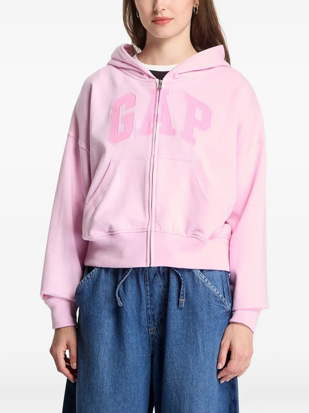 GAP logo-patch zip-up hoodie - Rosa