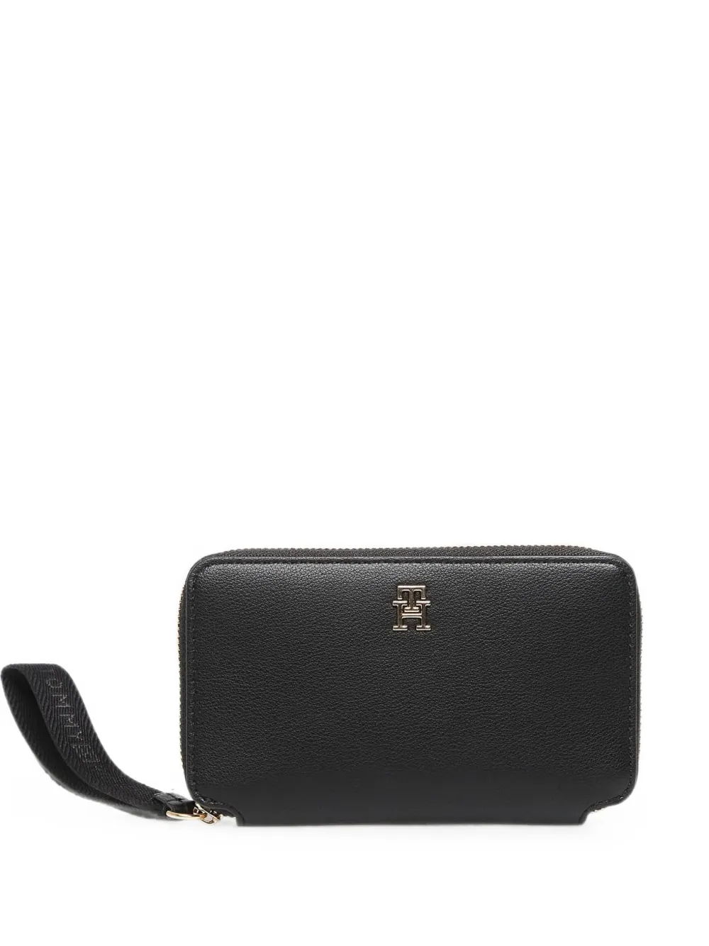 Tommy Hilfiger logo-plaque wristlet compact zip wallet - Nero