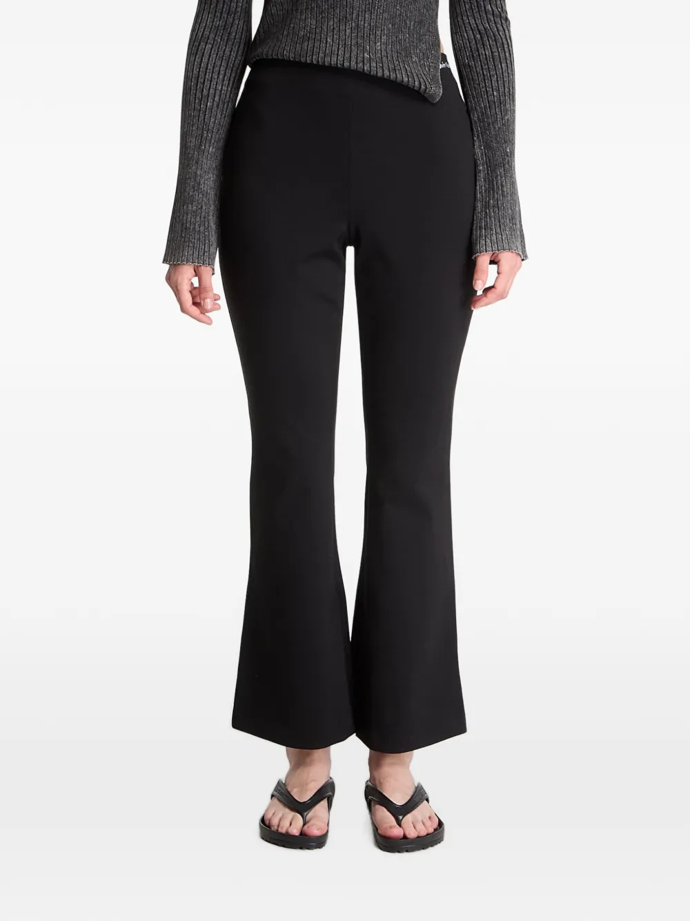 Calvin Klein logo-print flared tailored trousers - Schwarz