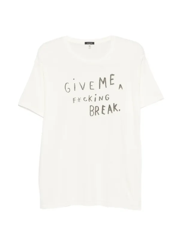 R13 Lettering-print T-shirt in Neutrals