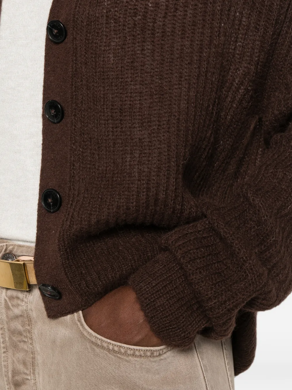 Closed Ribgebreid vest Bruin