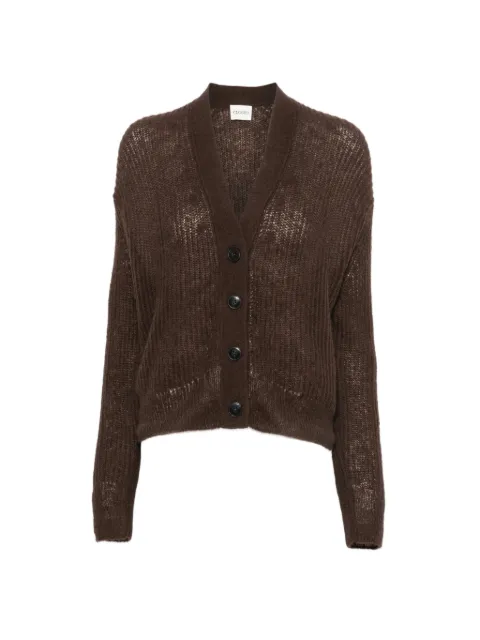 Closed ribbed-knit V-neck cardigan