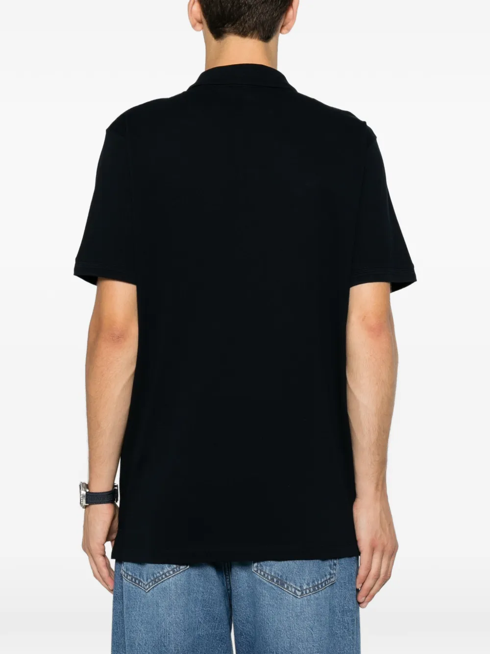 Emporio Armani Poloshirt met geborduurd logo en ritssluiting Blauw