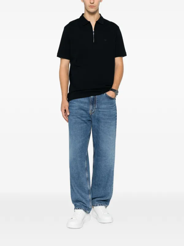 Emporio Armani ジップ ポロシャツ | ブルー | FARFETCH JP