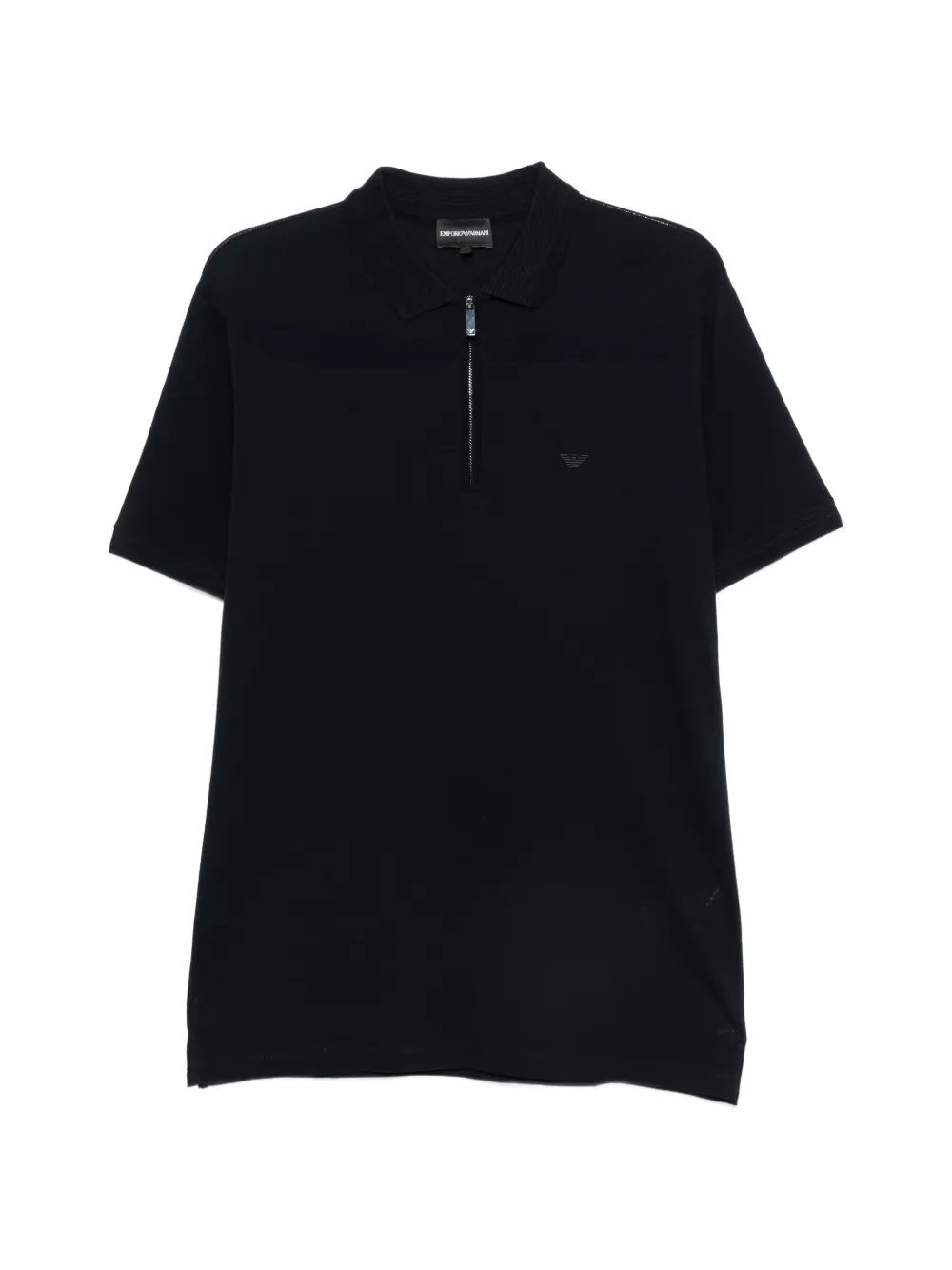 Emporio Armani zip-fastening logo-embroidered polo shirt - Blu