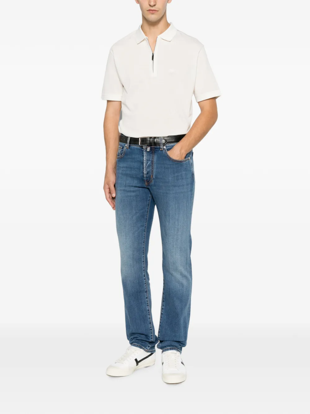 Emporio Armani Poloshirt met logo-patch en kwartrits Beige