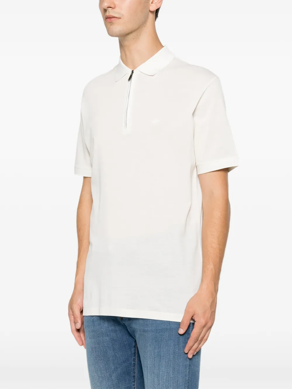 Emporio Armani Poloshirt met logo-patch en kwartrits Beige