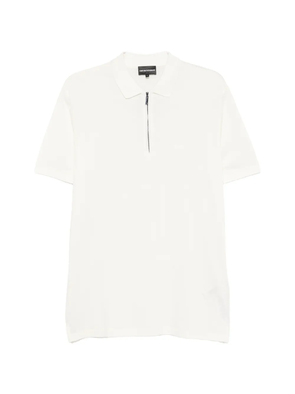 Emporio Armani quarter-zip logo-patch polo shirt - Toni neutri