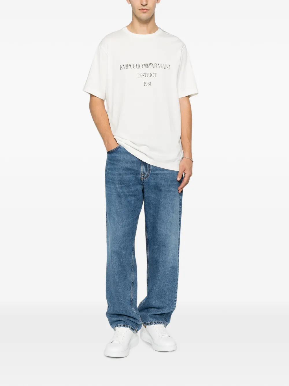 Emporio Armani T-shirt met logoprint met ronde hals Wit