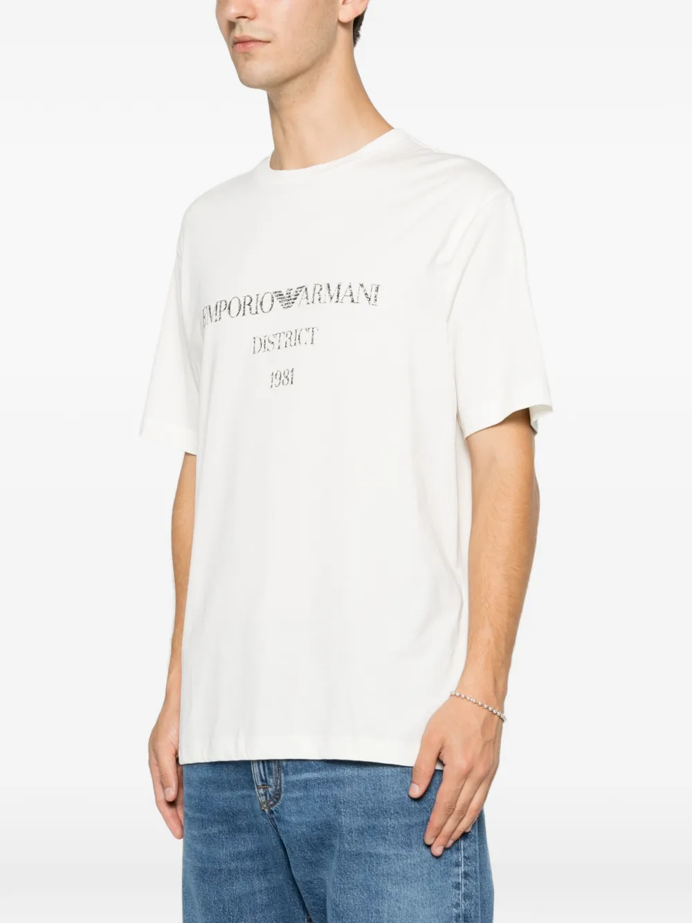 Emporio Armani T-shirt met logoprint met ronde hals Wit