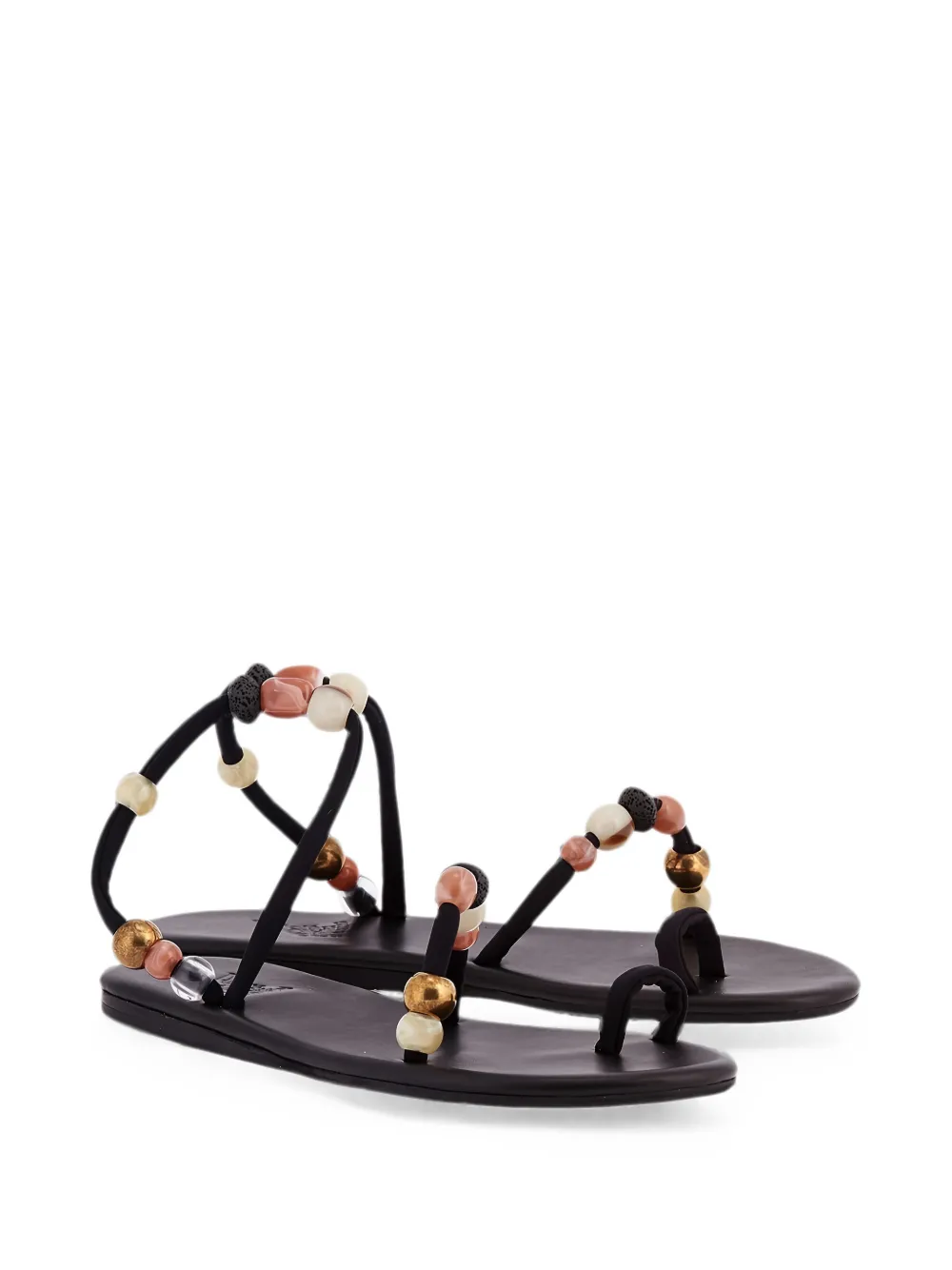 Ancient Greek Sandals Eleftheria bead-embellished sandals Zwart
