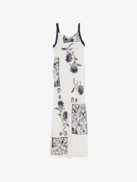 SIR. vestido largo con estampado floral y cuello desbocado