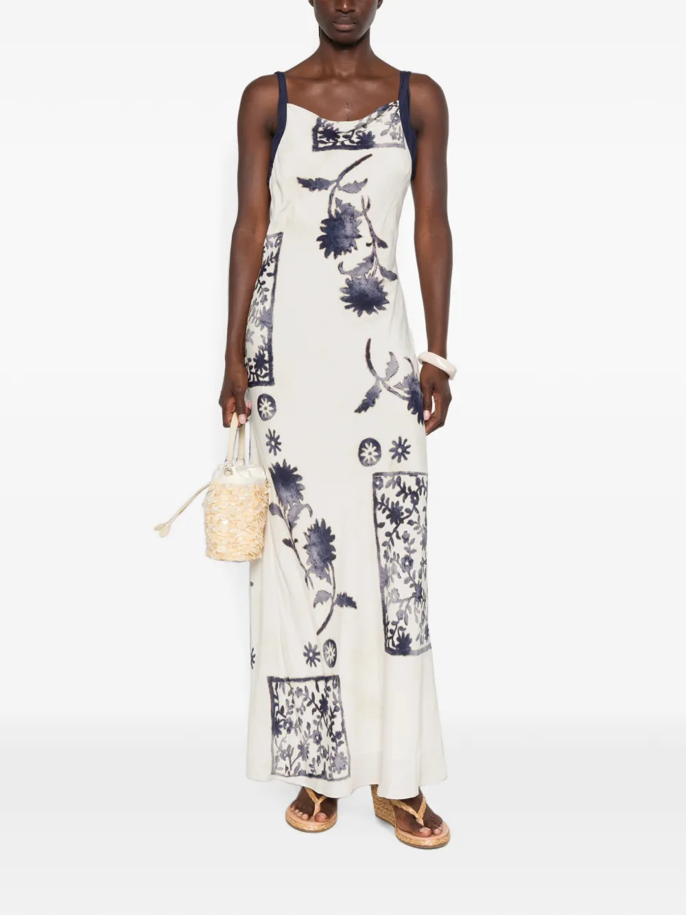 SIR. Jurk met bloemenprint Beige