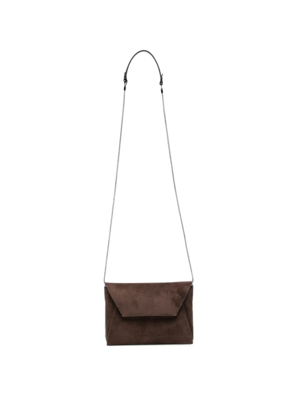 Brunello Cucinelli suede chain-link cross body bag - Marrone