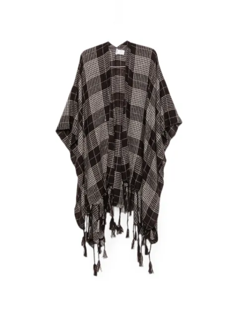 Brunello Cucinelli poncho a cuadros con ribete de borlas