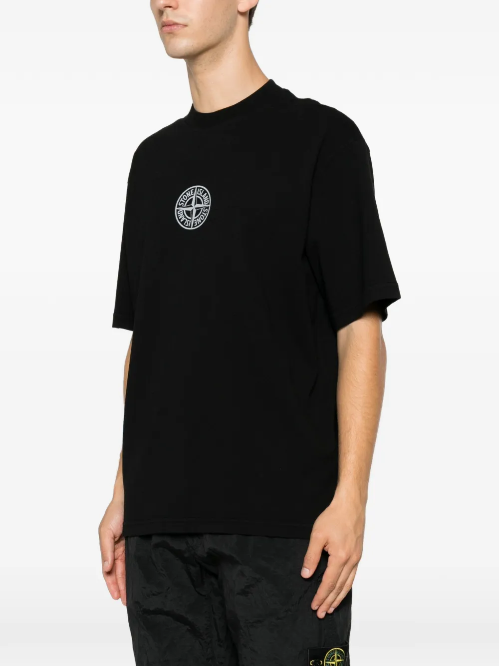 Stone Island T-shirt met logoprint met ronde hals Zwart