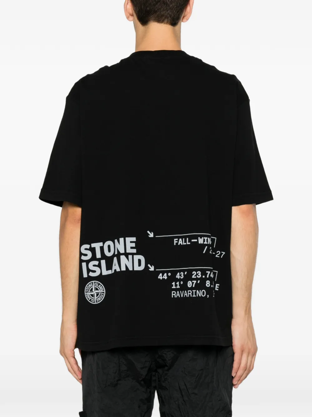 Stone Island T-shirt met logoprint met ronde hals Zwart