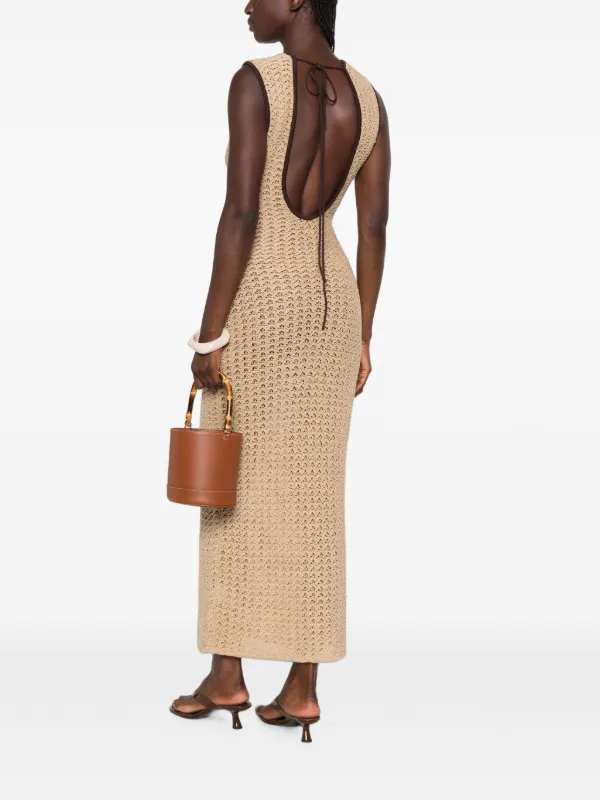 crochet open back maxi dress Hand-Crochet Floral Maxi Dress