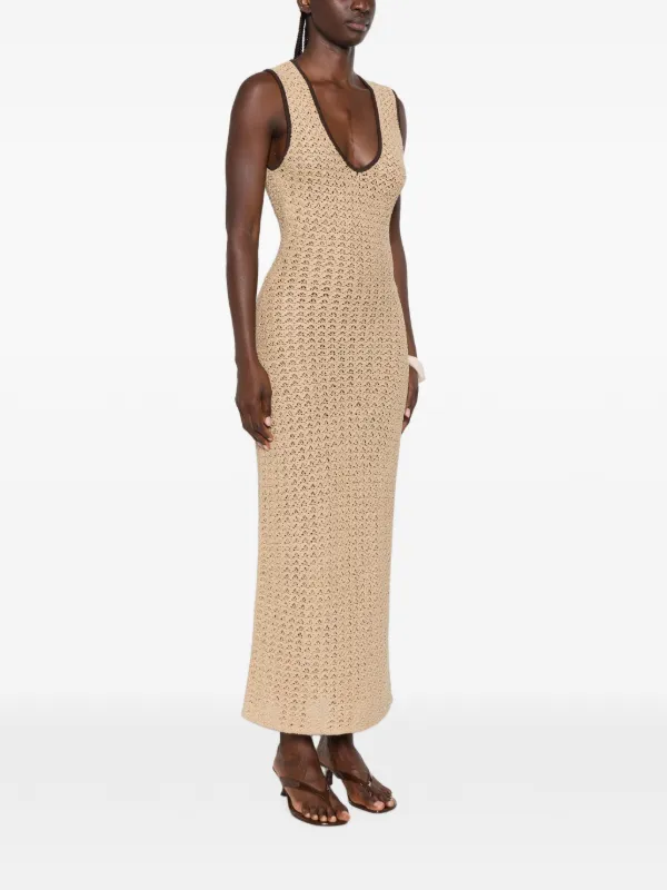 sir knit dress SIR. crochet-knit open-back Maxi Dress | Neutrals