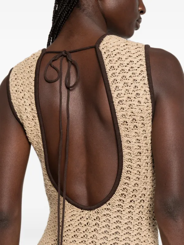 sir knit dress Ellinor open-knit cotton dress - beige