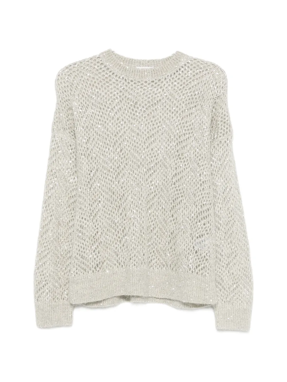 Brunello Cucinelli sequin-embellished open-knit sweater - Grigio