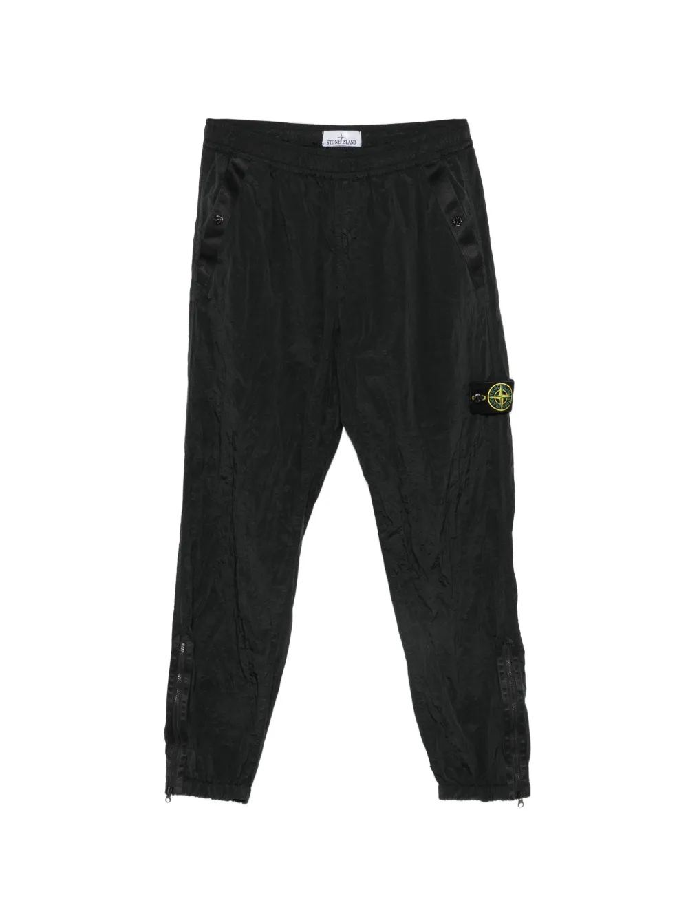 Stone Island logo-patch crinkled track pants - Schwarz