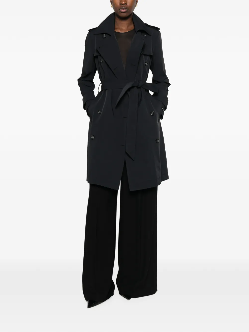 ALESSANDRO LEGORA Trenchcoat met dubbele rij knopen en ceintuur Zwart