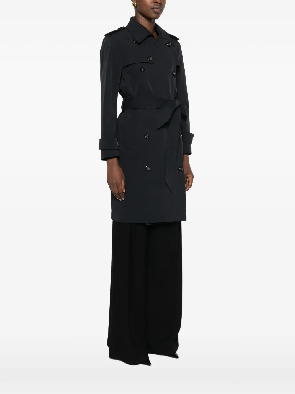 ALESSANDRO LEGORA Trenchcoat met dubbele rij knopen en ceintuur Zwart
