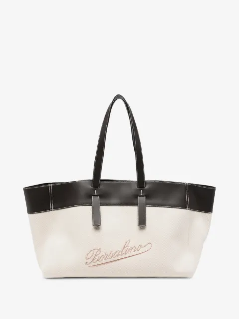 Borsalino large logo-embroidered tote bag