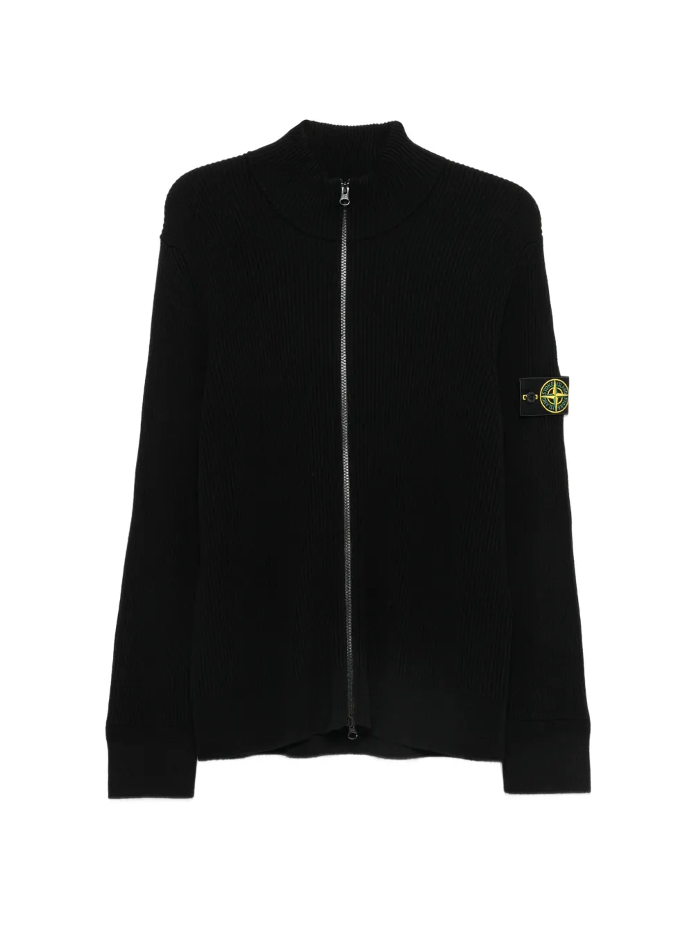 Stone Island logo-patch ribbed-knit sweater - Schwarz