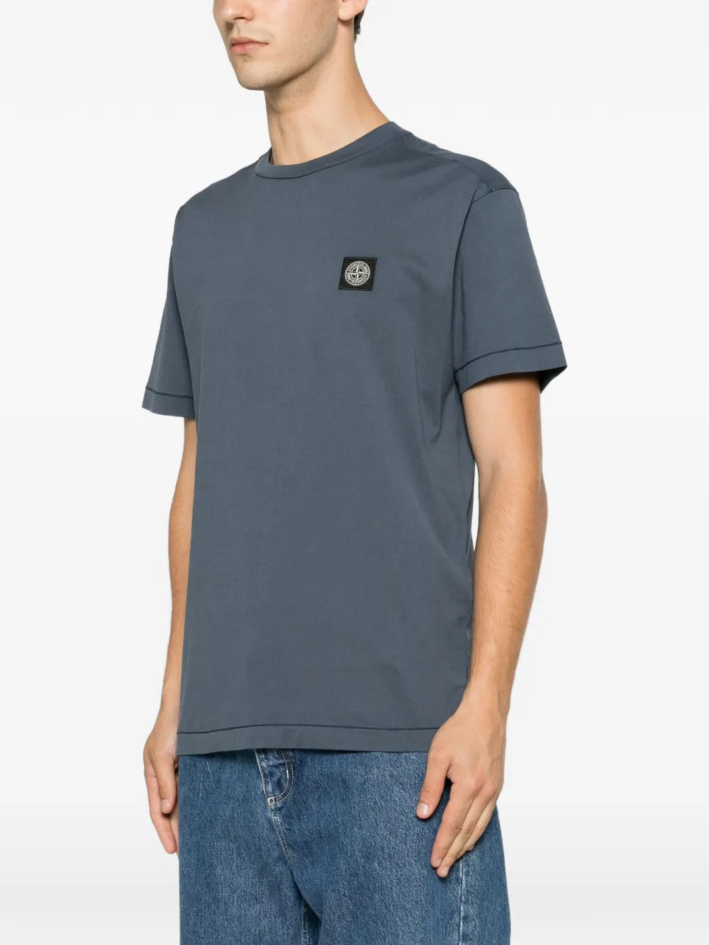Stone Island T-shirt met logopatch Blauw