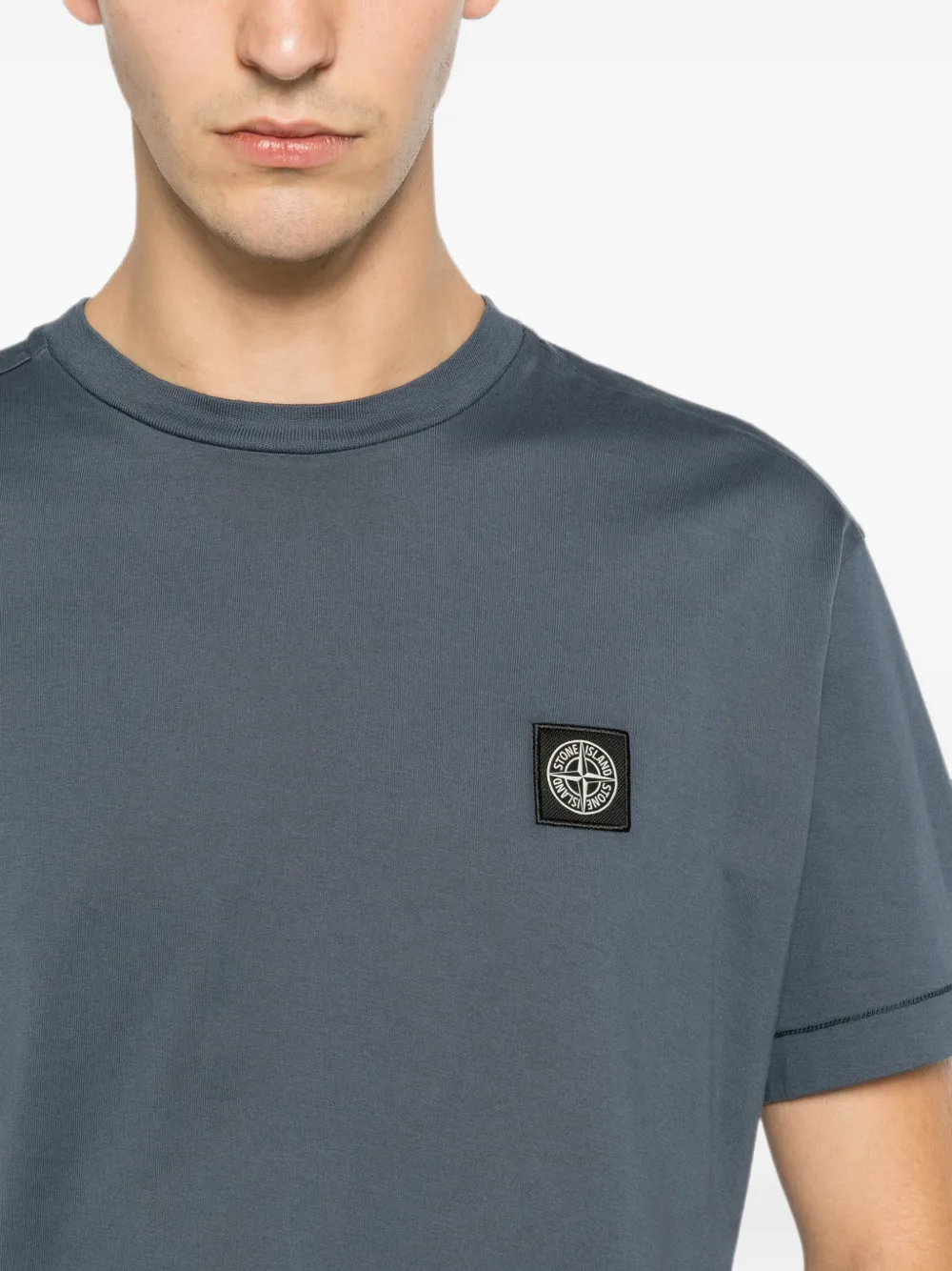 Stone Island T-shirt met logopatch Blauw