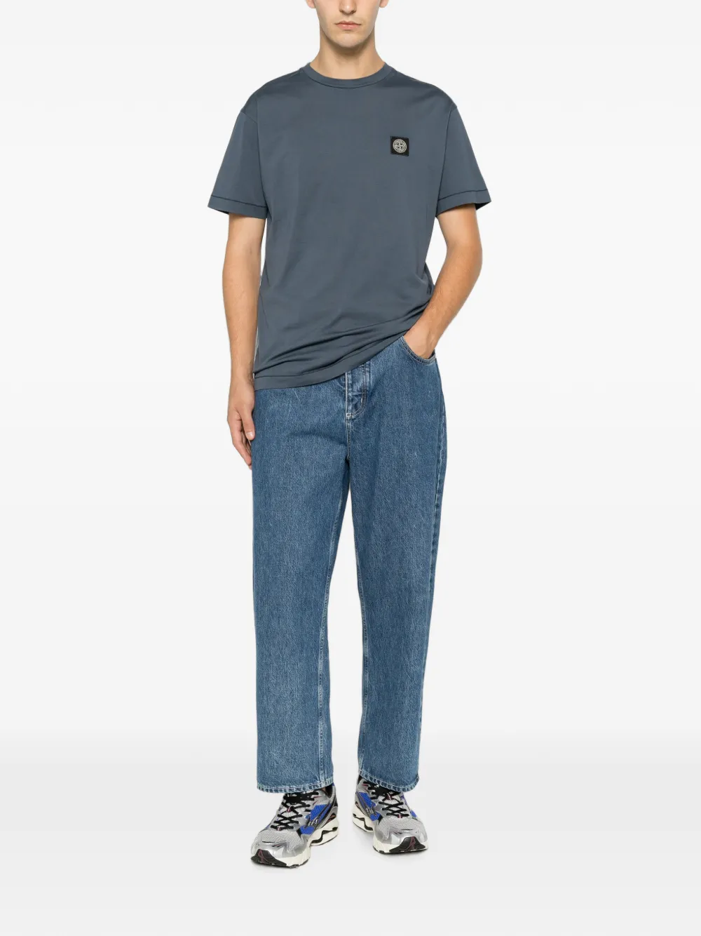 Stone Island T-shirt met logopatch Blauw