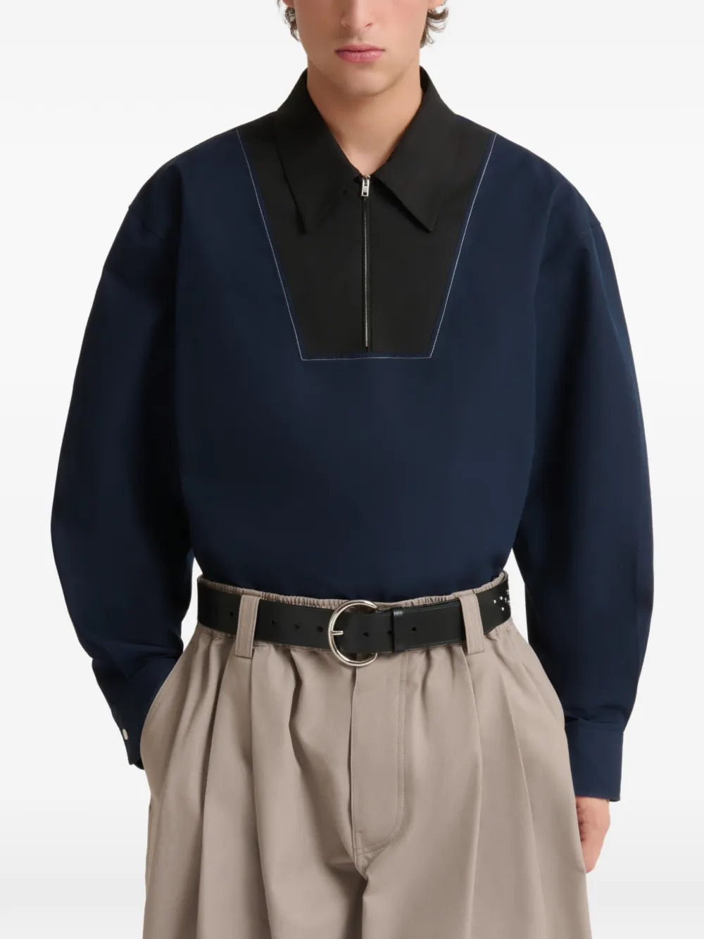 Marni Popeline overhemd met rits Blauw