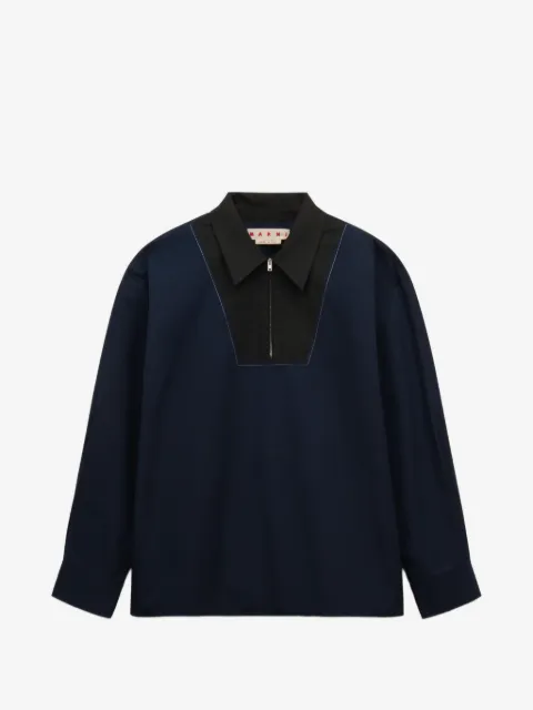 Marni camisa de popelina con pechera y cierre