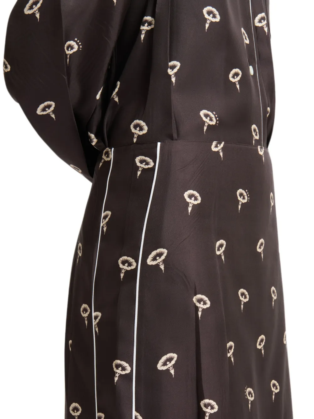 Marni Zijde-twill midi-rok met bloemenprint Bruin