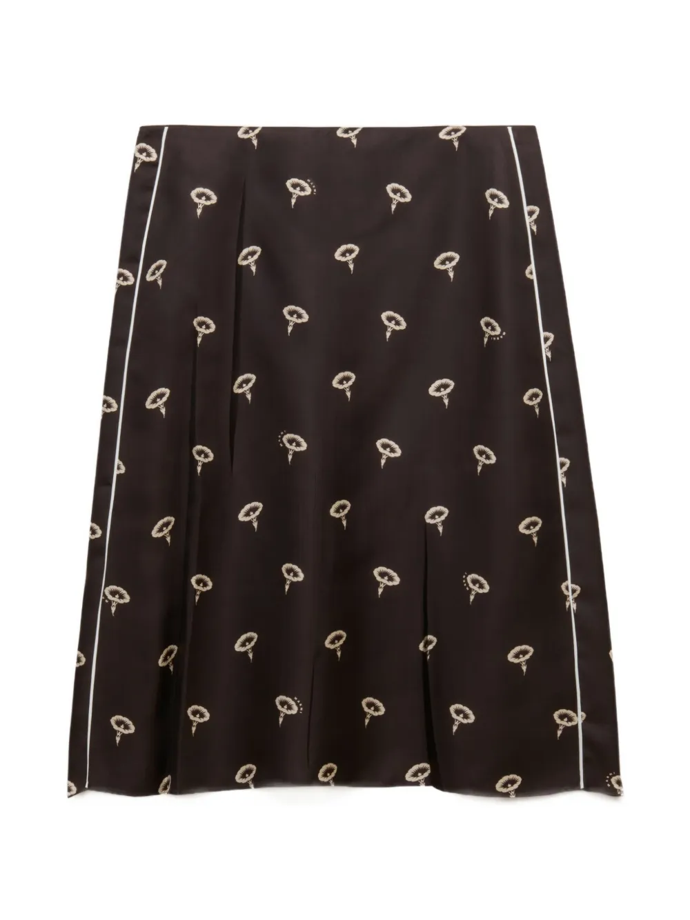 Marni brown silk twill midi skirt with floral print - Braun