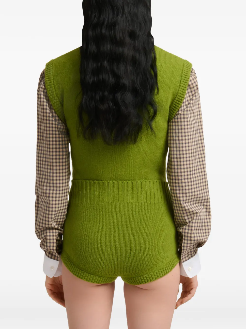 Marni Wol-kasjmier vest met geborduurde bloemen Groen