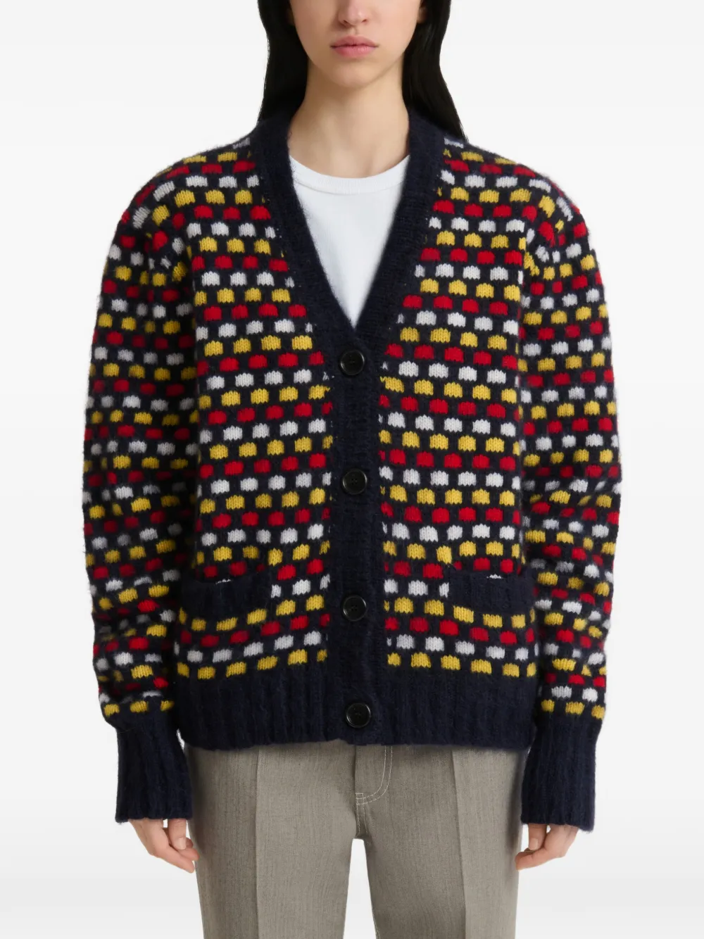 Marni Shetland wollen vest met jacquard Blauw