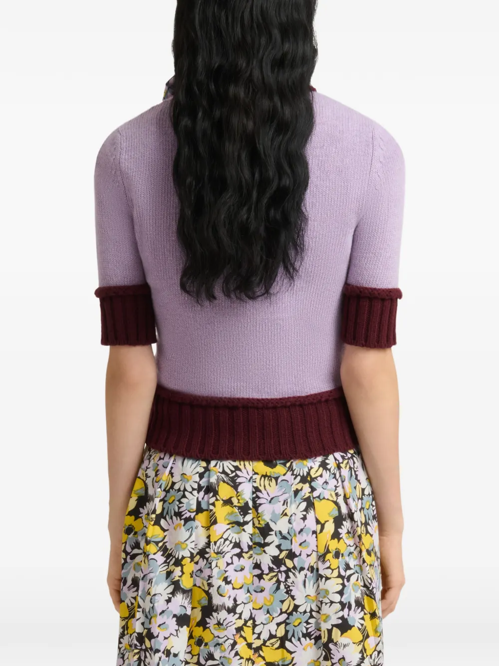 Marni Trui van wolblend met contrasterende afwerkingen Paars