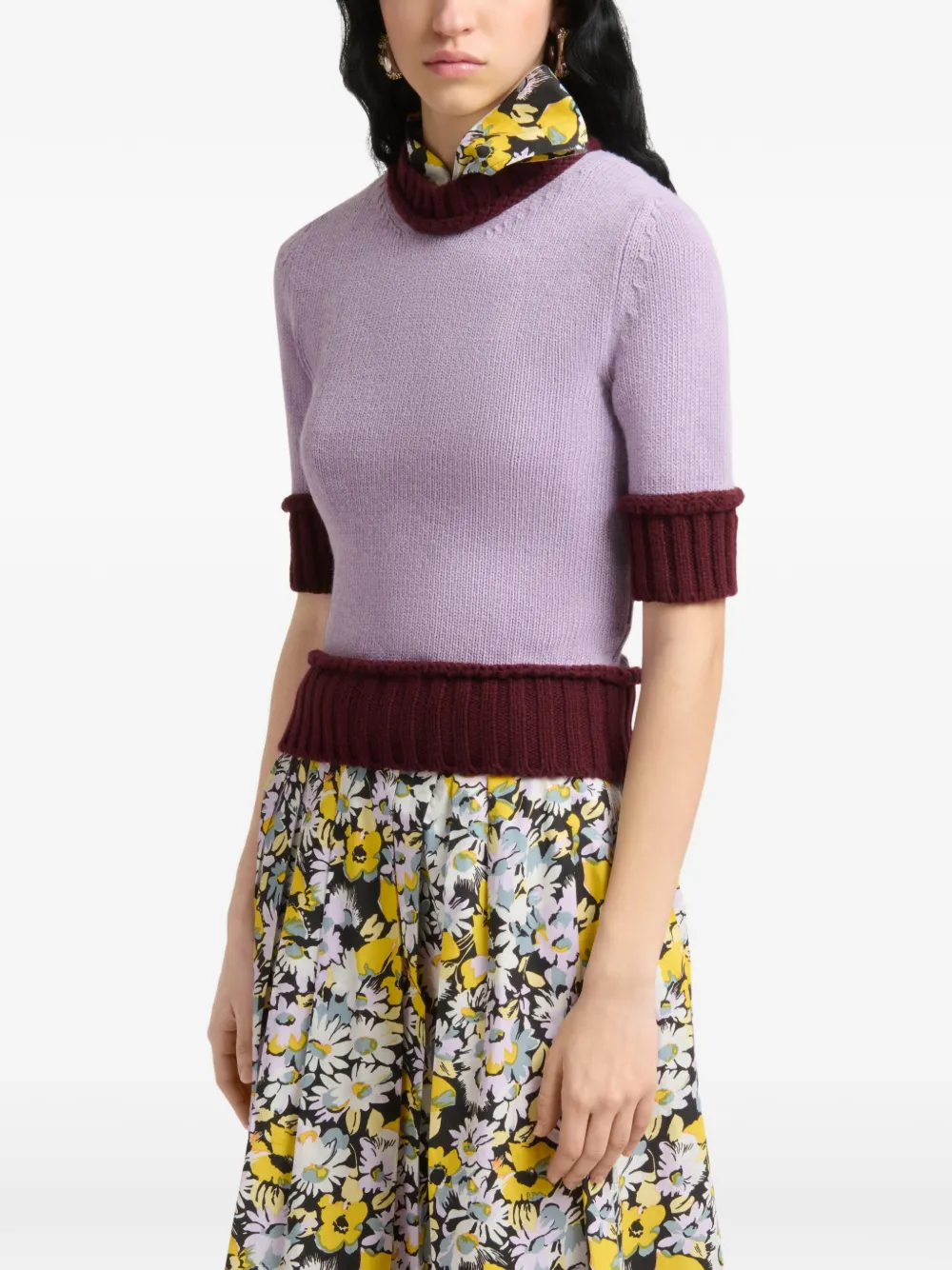 Marni Trui van wolblend met contrasterende afwerkingen Paars