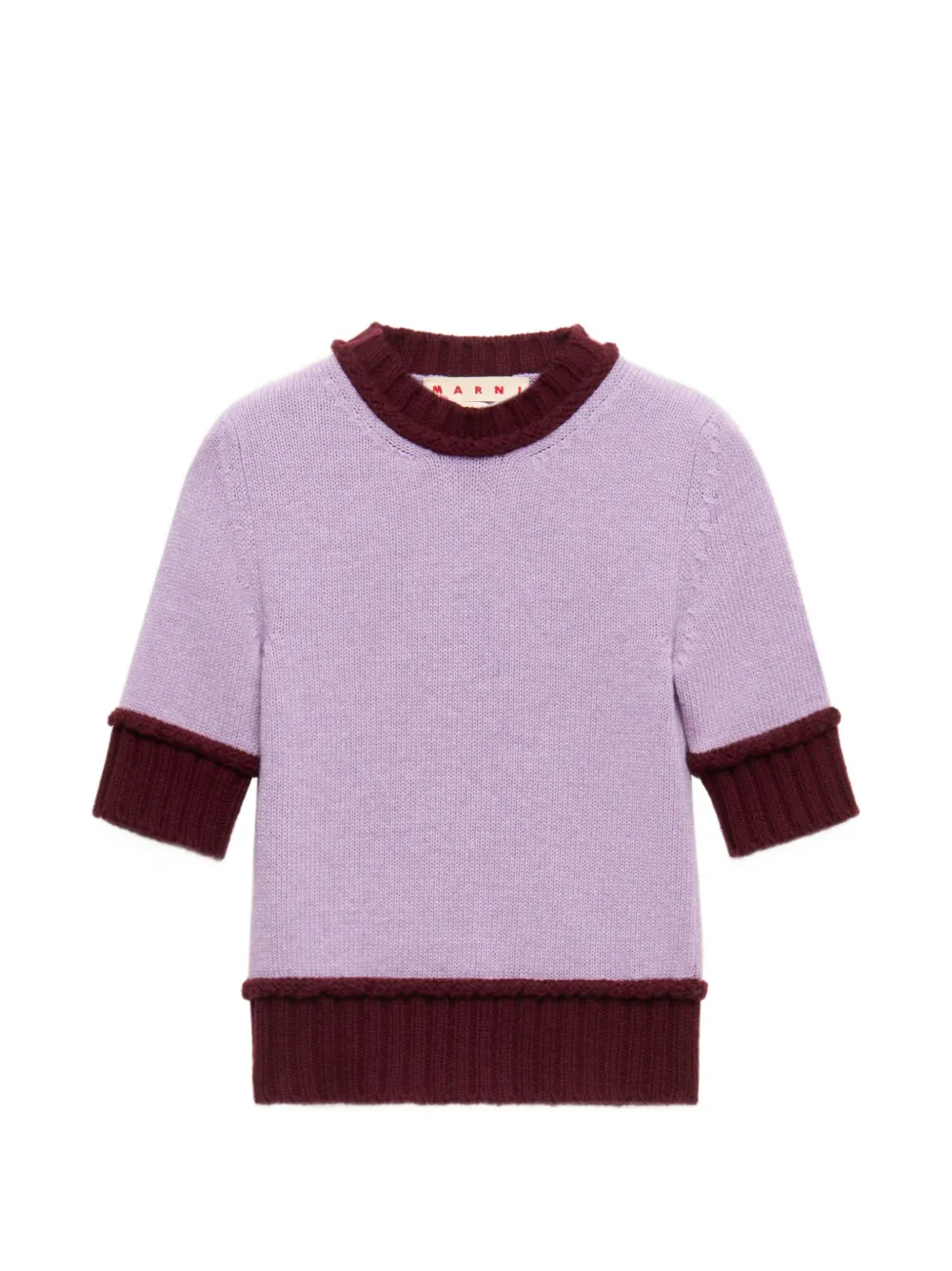 Marni purple wool blend jumper with contrast trims - Viola