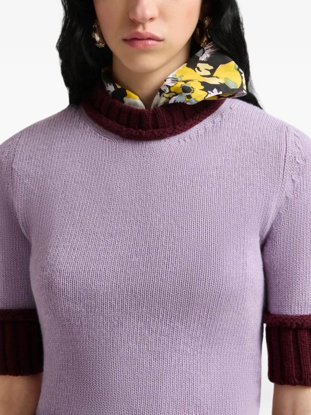 Marni Trui van wolblend met contrasterende afwerkingen Paars