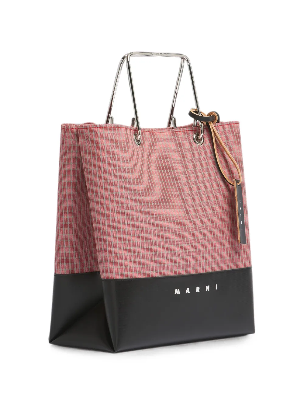 Marni Geruite shopper met metalen handvat Rood
