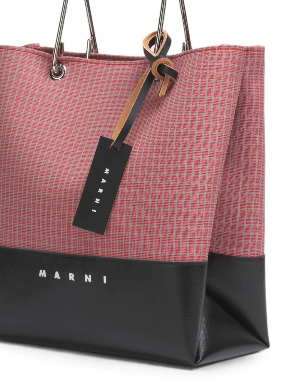 Marni Geruite shopper met metalen handvat Rood