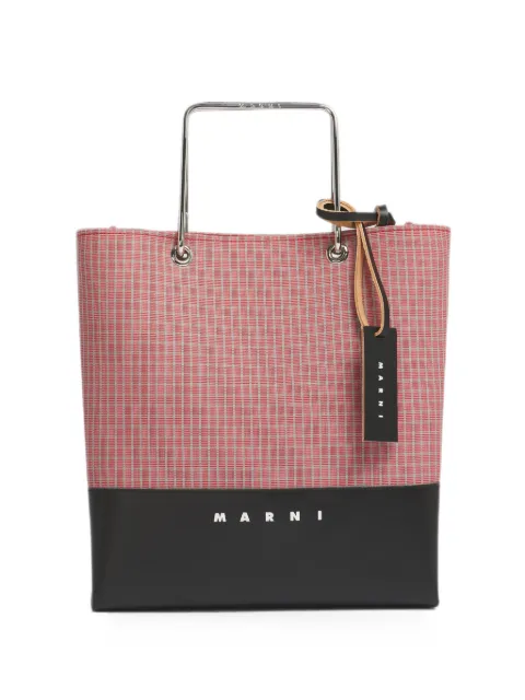 Marni 格纹金属手柄手提包