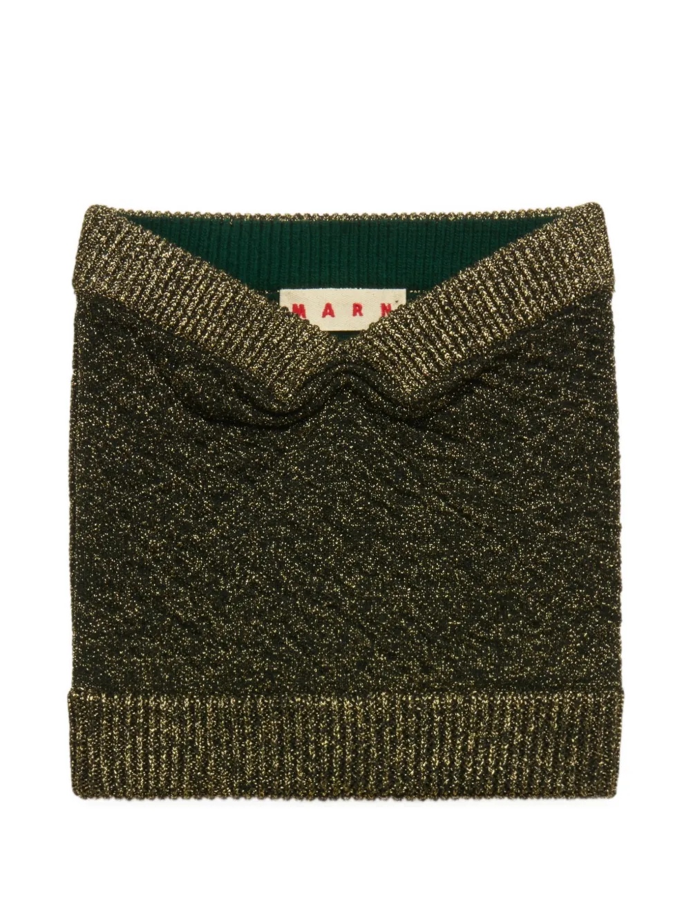 Marni black wool strapless top with lurex detailing - Verde