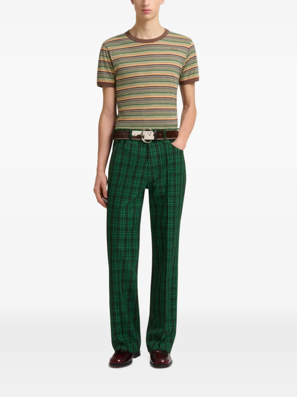 Marni Geruite wollen broek Groen